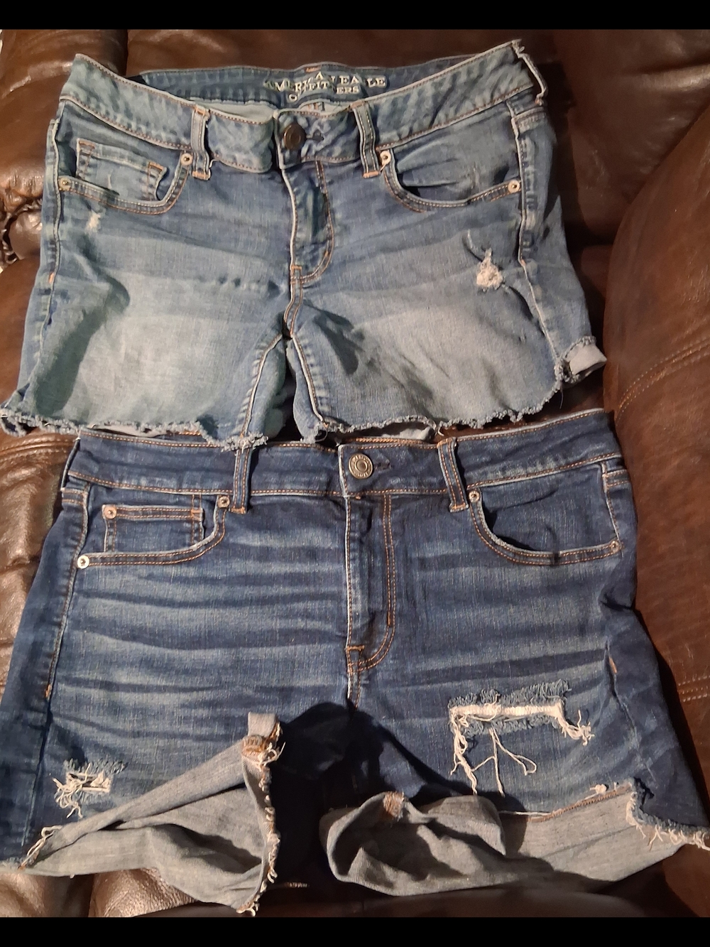 Distressed Denim Shorts Duo - Light & Dark Wash